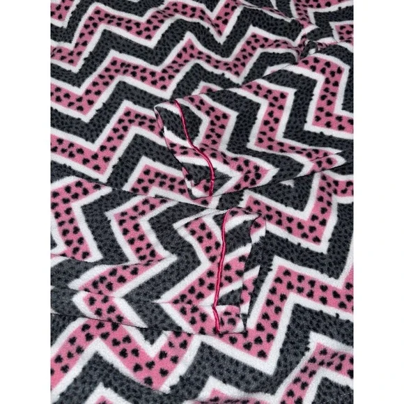 Coastal Club Girls XL 14/16 Pajama Set Pink Black Chevron Fleece 2pc PJ Set - Picture 7 of 9